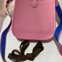 HERMES愛馬仕-010   原單伊芙琳 mini evelyne 17cm 金銀扣現貨蠟線