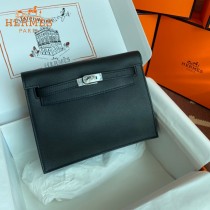 HERMES  黑色  愛馬仕 原單evercolor皮 Kelly DanSe 22cm  金銀扣