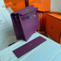 HERMES  海葵紫  愛馬仕 原單evercolor皮 Kelly DanSe 22cm  金銀扣