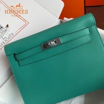 HERMES  孔雀蓝  愛馬仕 原單evercolor皮 Kelly DanSe 22cm  金銀扣
