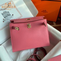 HERMES  唇膏粉  愛馬仕 原單evercolor皮 Kelly DanSe 22cm  金銀扣