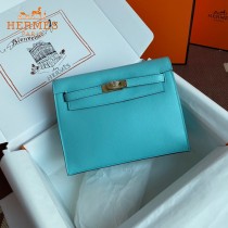 HERMES  北方蓝  愛馬仕 原單evercolor皮 Kelly DanSe 22cm  金銀扣