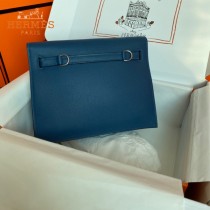 HERMES  深邃蓝  愛馬仕 原單evercolor皮 Kelly DanSe 22cm  金銀扣