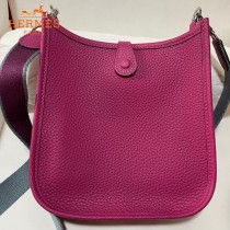 HERMES愛馬仕-014   原單伊芙琳 mini evelyne 17cm 金銀扣現貨蠟線