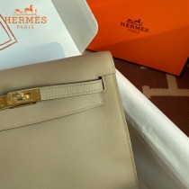 HERMES  风衣灰  愛馬仕 原單evercolor皮 Kelly DanSe 22cm  金銀扣
