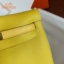 HERMES  柠檬黄  愛馬仕 原單evercolor皮 Kelly DanSe 22cm  金銀扣