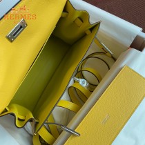 HERMES  柠檬黄  愛馬仕 原單evercolor皮 Kelly DanSe 22cm  金銀扣