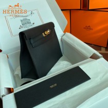 HERMES  黑色  愛馬仕 原單evercolor皮 Kelly DanSe 22cm  金銀扣