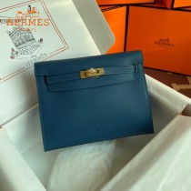 HERMES  深邃蓝  愛馬仕 原單evercolor皮 Kelly DanSe 22cm  金銀扣