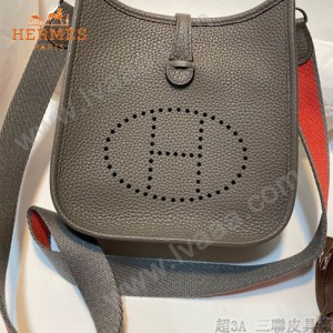 HERMES愛馬仕-020   原單伊芙琳 mini evelyne 17cm 金銀扣現貨蠟線