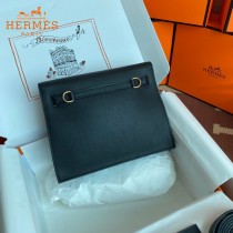 HERMES  黑色  愛馬仕 原單evercolor皮 Kelly DanSe 22cm  金銀扣