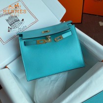 HERMES  北方蓝  愛馬仕 原單evercolor皮 Kelly DanSe 22cm  金銀扣