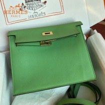 HERMES  牛油果绿  愛馬仕 原單evercolor皮 Kelly DanSe 22cm  金銀扣