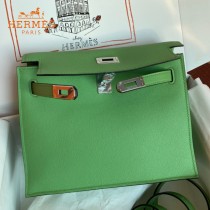 HERMES  牛油果绿  愛馬仕 原單evercolor皮 Kelly DanSe 22cm  金銀扣