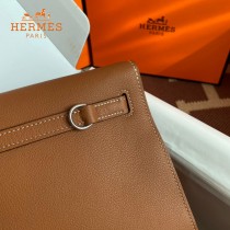 HERMES  金棕  愛馬仕 原單evercolor皮 Kelly DanSe 22cm  金銀扣