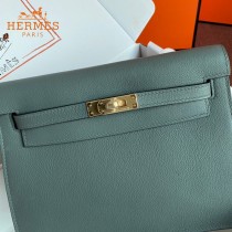 HERMES  杏仁绿  愛馬仕 原單evercolor皮 Kelly DanSe 22cm  金銀扣