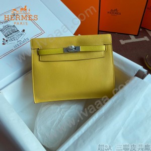 HERMES  柠檬黄  愛馬仕 原單evercolor皮 Kelly DanSe 22cm  金銀扣