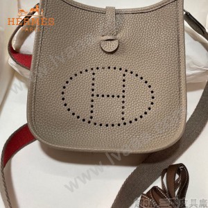 HERMES愛馬仕-022   原單伊芙琳 mini evelyne 17cm 金銀扣現貨蠟線