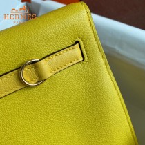 HERMES  柠檬黄  愛馬仕 原單evercolor皮 Kelly DanSe 22cm  金銀扣