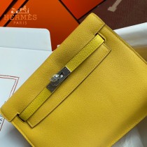 HERMES  柠檬黄  愛馬仕 原單evercolor皮 Kelly DanSe 22cm  金銀扣