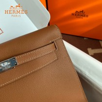HERMES  金棕  愛馬仕 原單evercolor皮 Kelly DanSe 22cm  金銀扣