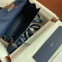 HERMES  深蓝  愛馬仕 原單evercolor皮 Kelly DanSe 22cm  金銀扣