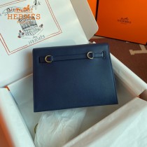 HERMES  深蓝  愛馬仕 原單evercolor皮 Kelly DanSe 22cm  金銀扣