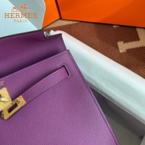 HERMES  海葵紫  愛馬仕 原單evercolor皮 Kelly DanSe 22cm  金銀扣