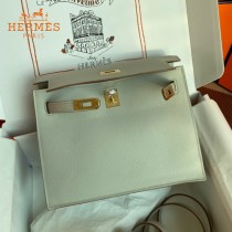 HERMES  珍珠灰  愛馬仕 原單evercolor皮 Kelly DanSe 22cm  金銀扣