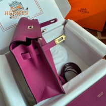 HERMES  玫瑰紫  愛馬仕 原單evercolor皮 Kelly DanSe 22cm  金銀扣