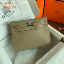 HERMES  风衣灰  愛馬仕 原單evercolor皮 Kelly DanSe 22cm  金銀扣