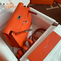 HERMES  橙色  愛馬仕 原單evercolor皮 Kelly DanSe 22cm  金銀扣