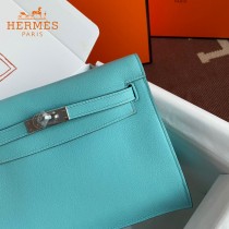 HERMES  北方蓝  愛馬仕 原單evercolor皮 Kelly DanSe 22cm  金銀扣