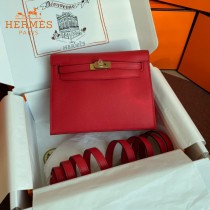 HERMES  大紅  愛馬仕 原單evercolor皮 Kelly DanSe 22cm  金銀扣