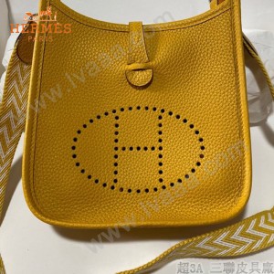 HERMES愛馬仕-012   原單伊芙琳 mini evelyne 17cm 金銀扣現貨蠟線
