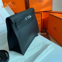 HERMES  黑色  愛馬仕 原單evercolor皮 Kelly DanSe 22cm  金銀扣