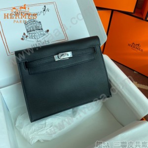 HERMES  黑色  愛馬仕 原單evercolor皮 Kelly DanSe 22cm  金銀扣