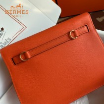 HERMES  橙色  愛馬仕 原單evercolor皮 Kelly DanSe 22cm  金銀扣