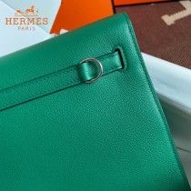 HERMES  丝绒绿  愛馬仕 原單evercolor皮 Kelly DanSe 22cm  金銀扣