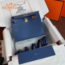 HERMES  希腊蓝  愛馬仕 原單evercolor皮 Kelly DanSe 22cm  金銀扣