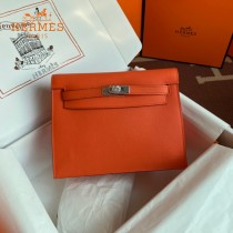 HERMES  橙色  愛馬仕 原單evercolor皮 Kelly DanSe 22cm  金銀扣