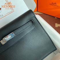 HERMES  黑色  愛馬仕 原單evercolor皮 Kelly DanSe 22cm  金銀扣