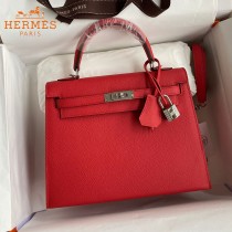 HERMES  大红   原單 Kelly 25cm 進口Epsom皮  蠟線工藝