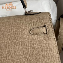 HERMES  风衣灰   原單 Kelly 25cm 進口Epsom皮  蠟線工藝