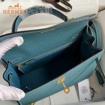 HERMES  牛仔蓝   原單 Kelly 25cm 進口Epsom皮  蠟線工藝