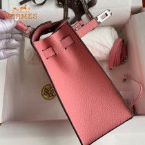 HERMES  奶昔粉   原單 Kelly 25cm 進口Epsom皮  蠟線工藝