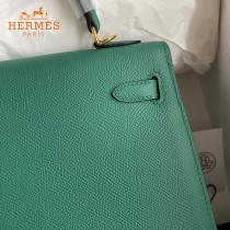 HERMES  森林绿  原單 Kelly 25cm 進口Epsom皮  蠟線工藝