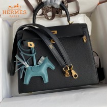 HERMES  黑色  原單 Kelly 25cm 進口Epsom皮  蠟線工藝