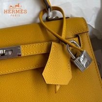 HERMES  琥珀黄   原單 Kelly 25cm 進口Epsom皮  蠟線工藝