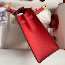 HERMES  大红   原單 Kelly 25cm 進口Epsom皮  蠟線工藝